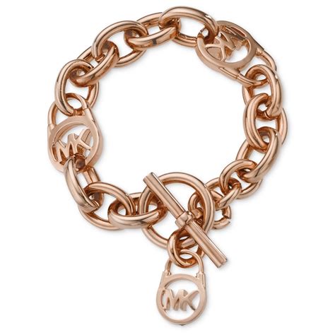 michael kors rose gold tone chain link padlock bracelet|MICHAEL KORS Rose Gold Toggle Chain Bracelet Padlock .